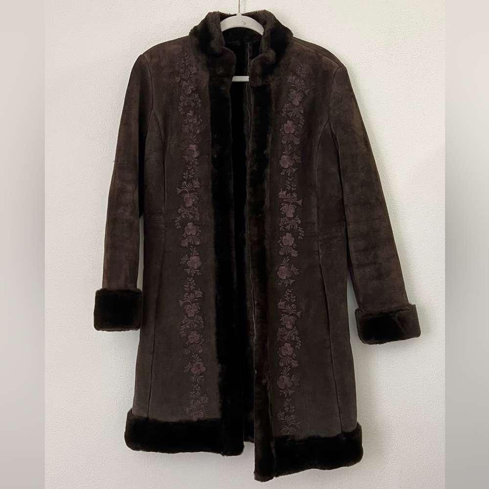 VINTAGE/ embroidered suede penny lane afghan coat